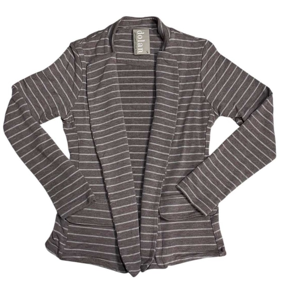 Dolan Left Coast Collection (Anthro) Blazer S Gray Striped Draped Knit Coastal